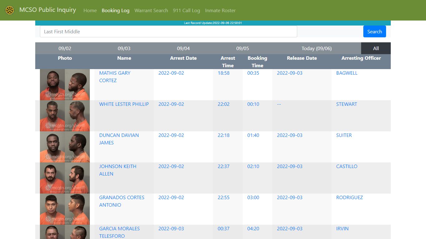 MCSO Public Inquiry: Booking Log - api.mcgtn.org